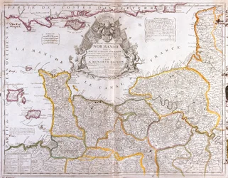 Map of Normandy, 1694, from Le Theatre du Monde, by Jean-Baptiste Nolin, Published 1717